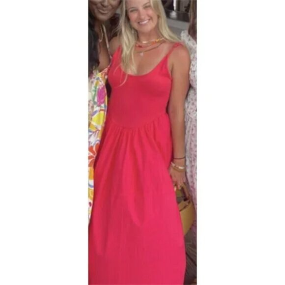 FREE PEOPLE Dylan Midi Dress in Pink Size X-Large